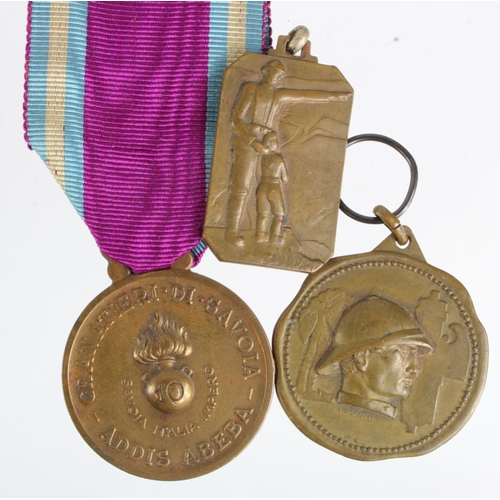 1381 - Italy, medals 1934 Fascist Colonial Medal, 10th Grenadier Regiment Colonial Medal 1936 and 1 other. ... 