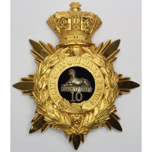 1412 - Lincolnshire Regt officers 10th North Lincoln's, gilt helmet plate, QVC. Vendor states the badge has... 