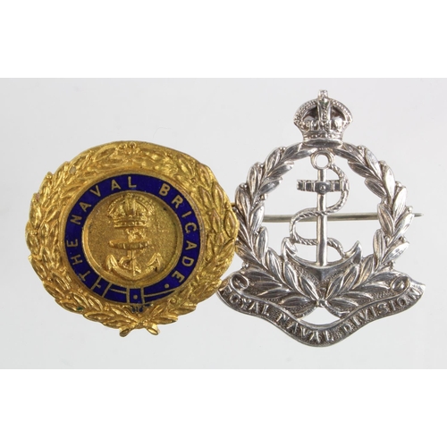 1437 - Naval Sweethearts comprising a brass & enamel The Naval Brigade badge and The Royal Naval Division s... 