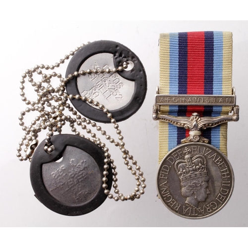 1445 - Operational Service Medal 2000 with Afghanistan clasp to Gnr R A Sewell RA 30063252. With ID Tags