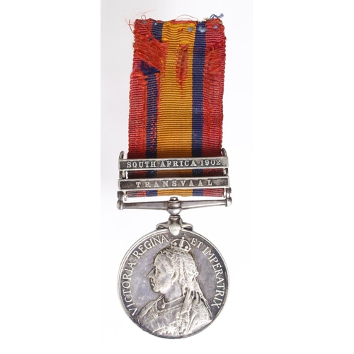 1468 - QSA with clasps Tr/SA02 to Pte J James, Suffolk Regt. Comes with copy set of service papers. Born Ha... 