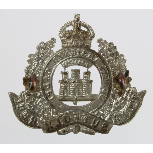 1554 - Suffolk Regiment - OR's cap badge, 2nd Volunteer Bn, w/m