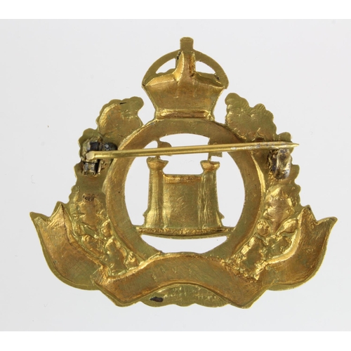 1565 - Suffolk Regiment officers cap badge, KC, gilt, TA Bn's