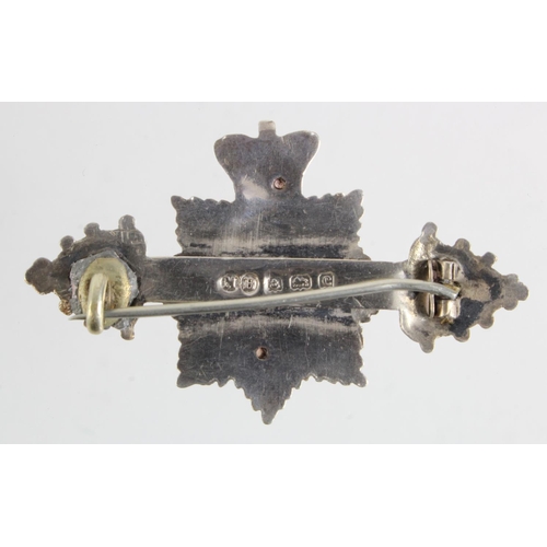 1574 - Sweetheart, XIII H. (13th Hussars) silver badge/brooch (has a replacement lug) hallmarked M.B. Birm.... 