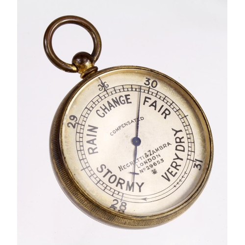 1655 - WW1 Negretti & Zambra pocket barometer engraved on the back August 1st to October 29th 1914.