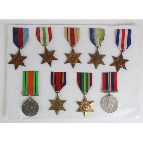 1673 - WW2 British medals 1939-45 Star, Italy Star, Africa Star, Atlantic Star, France & Germany Star, Burm... 