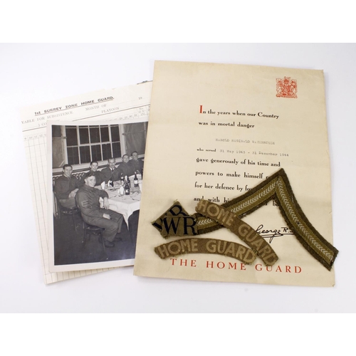 1680 - WW2 Home Guard service scroll to Harold Reginald Waterhouse served West Riding Home Guard 31-5-1943 ... 