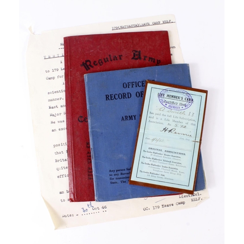 1693 - WW2 Officers service documents to Major A L Smith, Gordon Highlanders.