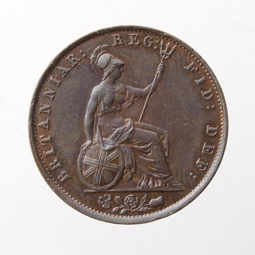 222 - Halfpenny 1853 dots on shield, GEF with lustre.