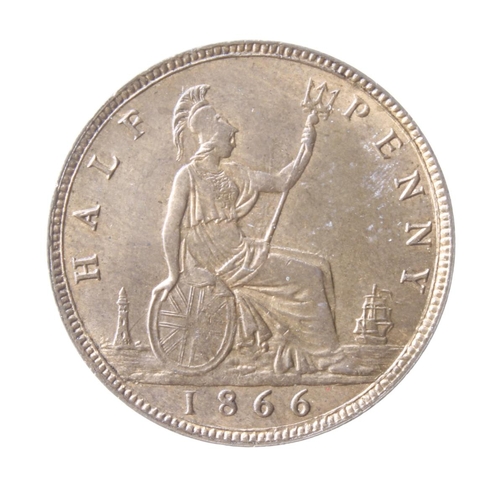 234 - Halfpenny 1866 lustrous EF, trace laquer.