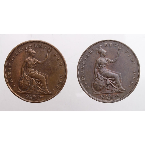 264 - Pennies (2): 1841 OT no colon after REG, lightly cleaned nEF, and 1853 OT GVF-nEF