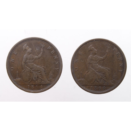 266 - Pennies (2): 1864 crosslet 4 and 1864 serif 4, GF