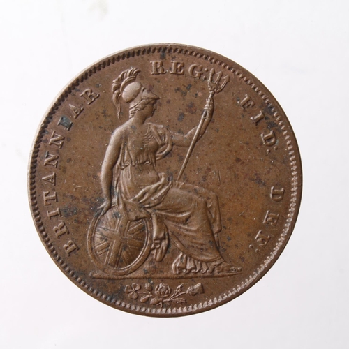 278 - Penny 1847 OT colon close, EF trace lustre, some carbon spots.