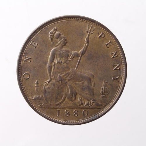 311 - Penny 1880 obv 9, rev L, EF with lustre.