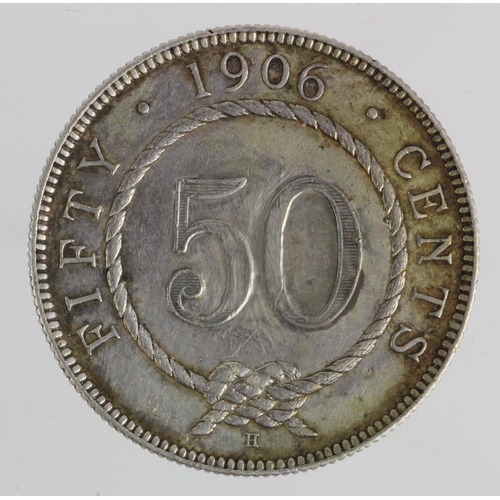 388 - Sarawak, C. Brooke Rajah 50 Cents 1906H, VF ex-brooch mount, tooled reverse centre.