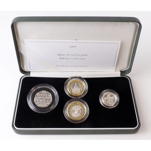 69 - Royal Mint: 2005 Silver Proof Piedfort 4-Coin Collection, aFDC cased with cert and sleeve.