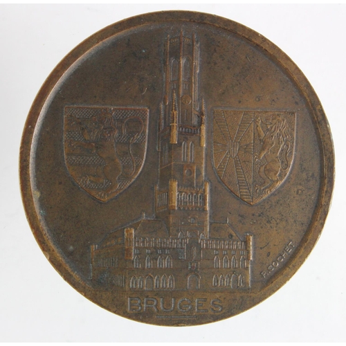 696 - Belgium, Commemorative Medal, bronze d.50mm: BRUGES, by R. Cochet, early 20thC, VF-GVF