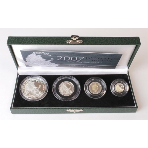 70 - Royal Mint: 2007 Silver Proof Britannia Collection (4 coins) FDC, a little toning, cased with cert.