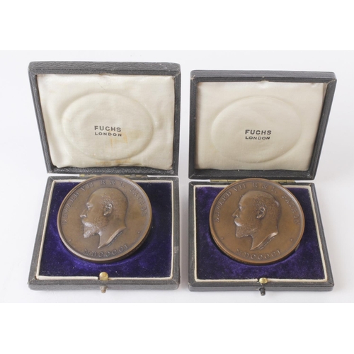 703 - British Academic Medals (2) large bronze Edward VII Society of Arts medals by E. Fuchs/L.C. Wyon, na... 