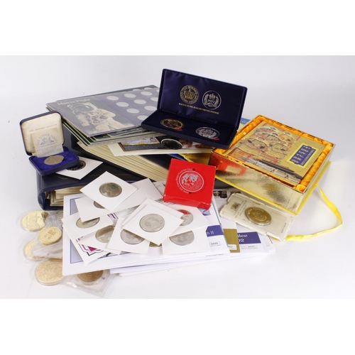 743 - Commemorative Medals & Tokens, accumulation in a stacker box and 2x albums, late 20thC to modern inc... 