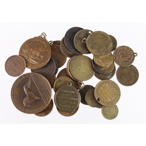 761 - GB & World Tokens & Medalets (34) bronze and brass, medieval to 20thC assortment.