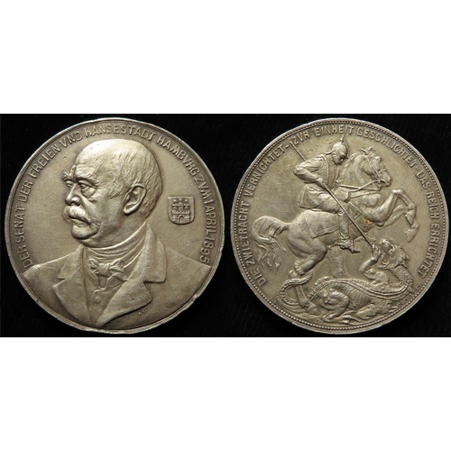 762 - German Commemorative Medal, unmarked silver(?) d.42.5mm: Hamburg political medal 1895 by F. Schaper,... 