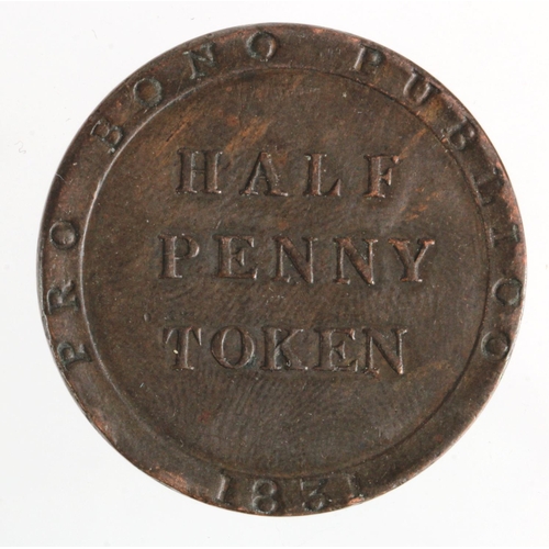 770 - Isle of Man Halfpenny Token 1831 VF-GVF