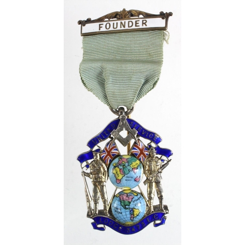 779 - Masonic, military related, United Service Lodge No. 3473, E.C. silver gilt & enamel medal (has sever... 