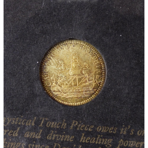 785 - Reproduction Charles II 'Touch Piece' by Johnson Matthey 1973 in silver-gilt, lightly toned EF in a ... 