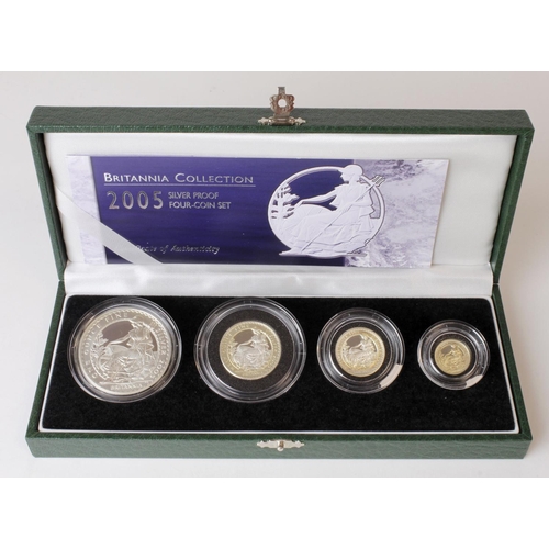 81 - Royal Mint: United Kingdom Britannia Silver Proof 4-Coin Set 2005 aFDC (a little toning) cased with ... 