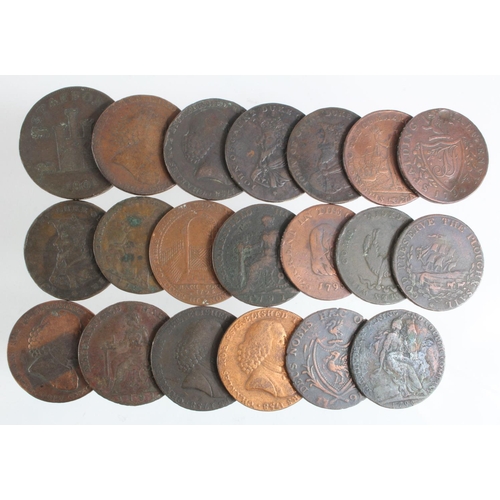 811 - Tokens, 18thC (20) copper Halfpennies, Fair to Fine.