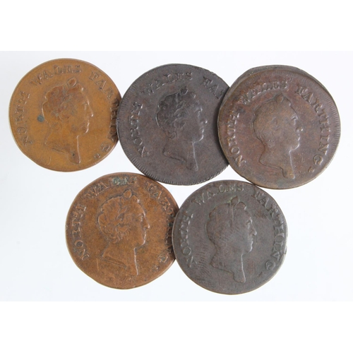 813 - Tokens, 18thC (5) North Wales Farthings 1793, F-VF