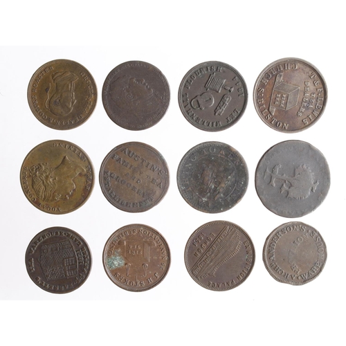 814 - Tokens, 19thC (12) mostly 'Unofficial Farthings' Fair to GVF