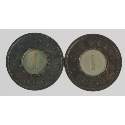 820 - Tokens, 19thC (2): Victorian private pattern bi-metallic 'Model Penny's GVF-EF