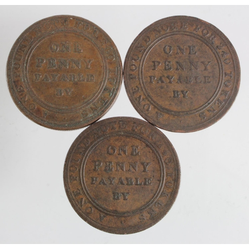 821 - Tokens, 19thC (3) Samuel Fereday, Bilston, Staffordshire copper Pennies F-GF