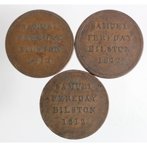 821 - Tokens, 19thC (3) Samuel Fereday, Bilston, Staffordshire copper Pennies F-GF