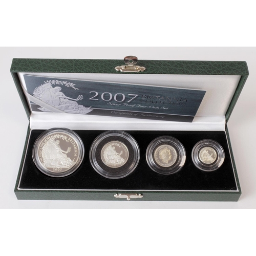 83 - Royal Mint: United Kingdom Britannia Silver Proof 4-Coin Set 2007 aFDC (a little toning) cased with ... 