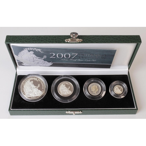 84 - Royal Mint: United Kingdom Britannia Silver Proof 4-Coin Set 2007 aFDC (a little toning) cased with ... 