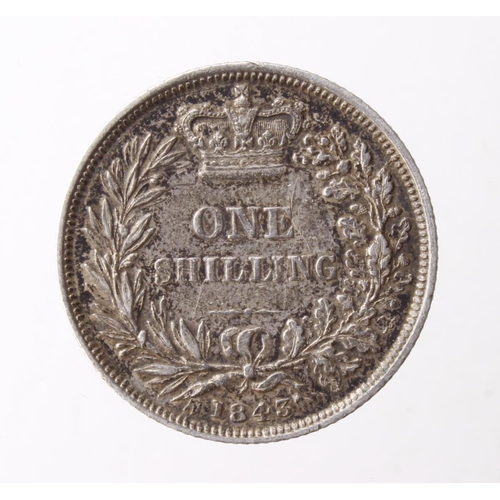 86 - Shilling 1843, scarce date, speckled tone GVF