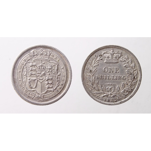 92 - Shillings (2): 1816 nEF, and 1835 aVF