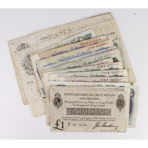 61 - Bank of England & Treasury (24), a collection of lower grade and damaged notes comprising Peppiatt W... 