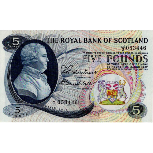 644 - Scotland, Royal Bank of Scotland 5 Pounds dated 1st March 1967, signed Robertson & Campbell, serial ... 