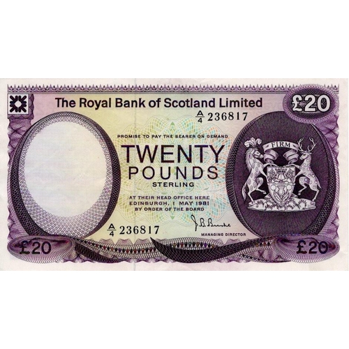 645 - Scotland, Royal Bank of Scotland Limited 20 Pounds dated 1st May 1981, signed J.B. Burke, serial A/4... 