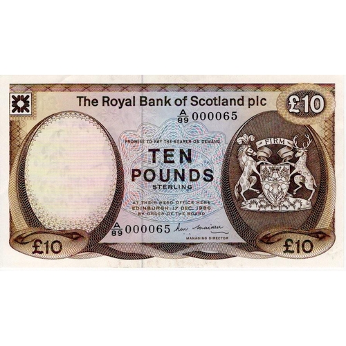 646 - Scotland, Royal Bank of Scotland Plc 10 Pounds dated 17th December 1986, signed R.M. Maiden, FIRST P... 