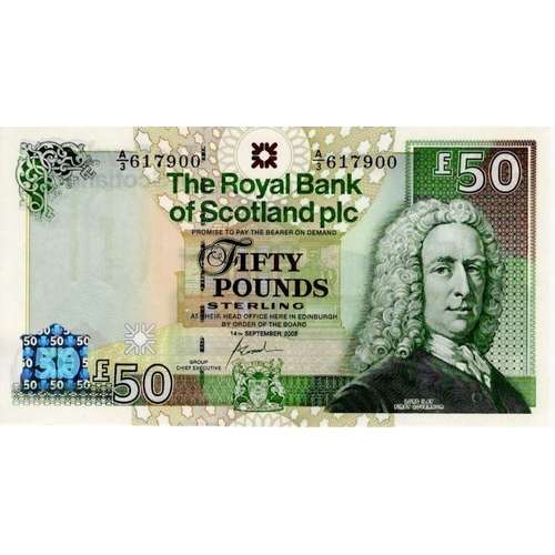 651 - Scotland, Royal Bank of Scotland plc, 50 Pounds dated 14th September 2005, serial A/3 617900 (PMS RB... 