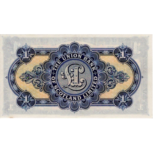 653 - Scotland, Union Bank 1 Pound dated 1st June 1948, LAST DATE of issue for this design, signed J. A. M... 