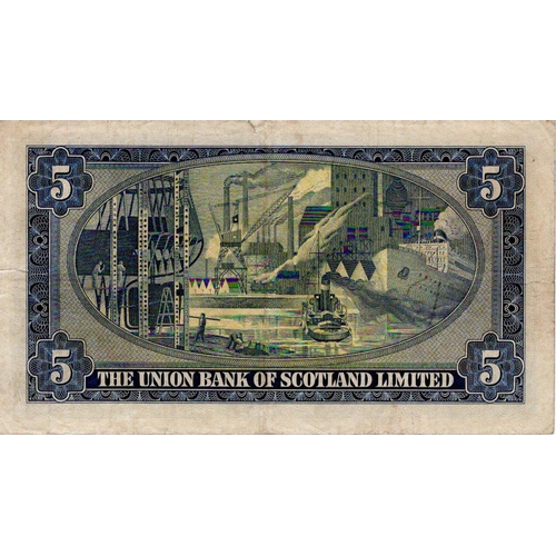 664 - Scotland, Union Bank of Scotland 5 Pounds dated 2nd April 1954, scarce LAST DATE of issue, signed Wi... 