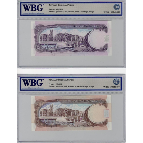 706 - Barbados (2), 20 Dollars issued 1988 signed K. King, serial D21 359392 (TBB B209a, Pick39) in WBG ho... 