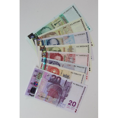 728 - Bulgaria (8), 100 Leva dated 2003, 50 Leva dated 2006, 20 Leva dated 2007, 10 Leva dated 2008, 5 Lev... 