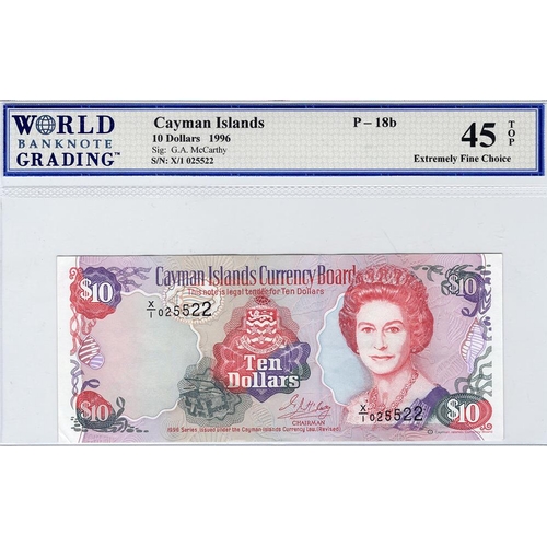 741 - Cayman Islands 10 Dollars dated 1996, very scarce issue on EXPERIMENTAL paper with serial X/1 025522... 